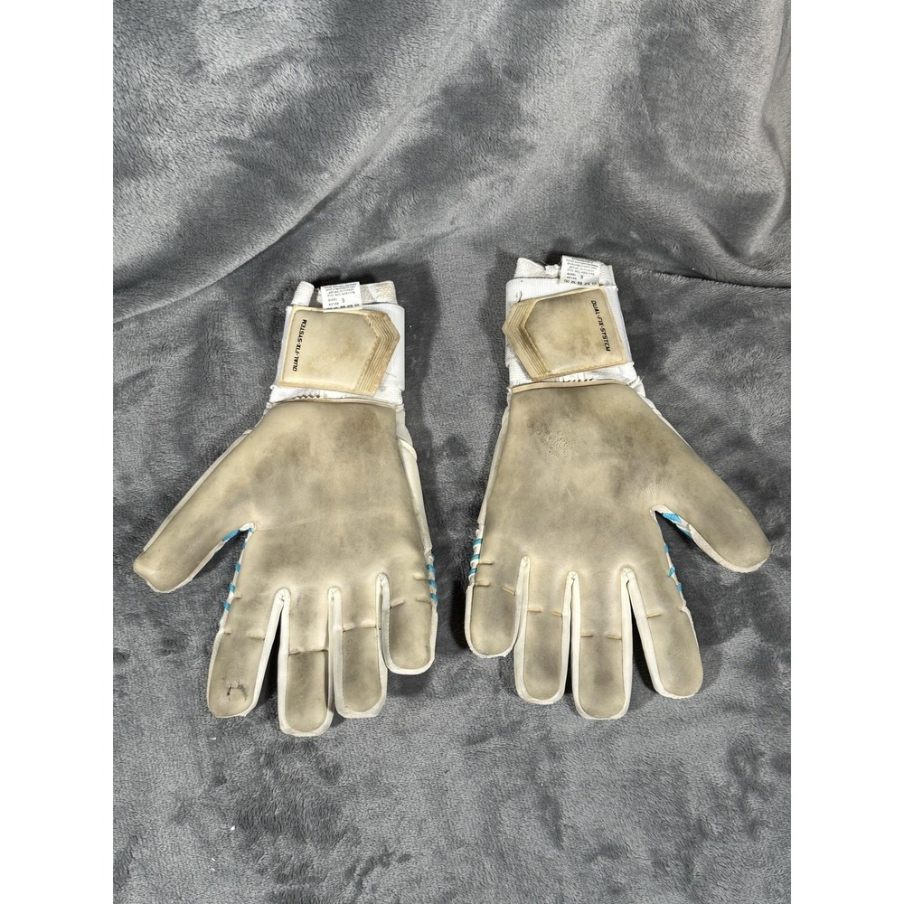 Uhlsport Goalkeeper Gloves Mens Size 9 White Absolutgrip Half Negative Soccer - Picture 9 of 14